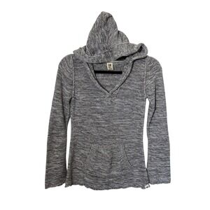 Roxy Grey Marled 100% Cotton Hooded Sweater, Medium Y2k Grunge Fairy